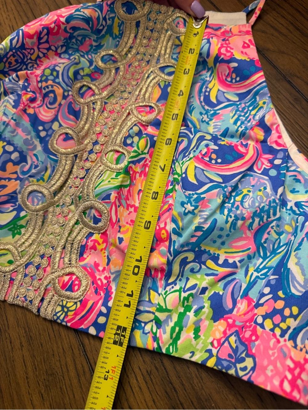 Lilly Pulitzer Navia Top “Pop Up Back Together Again" patchwork print - Picture 5 of 5